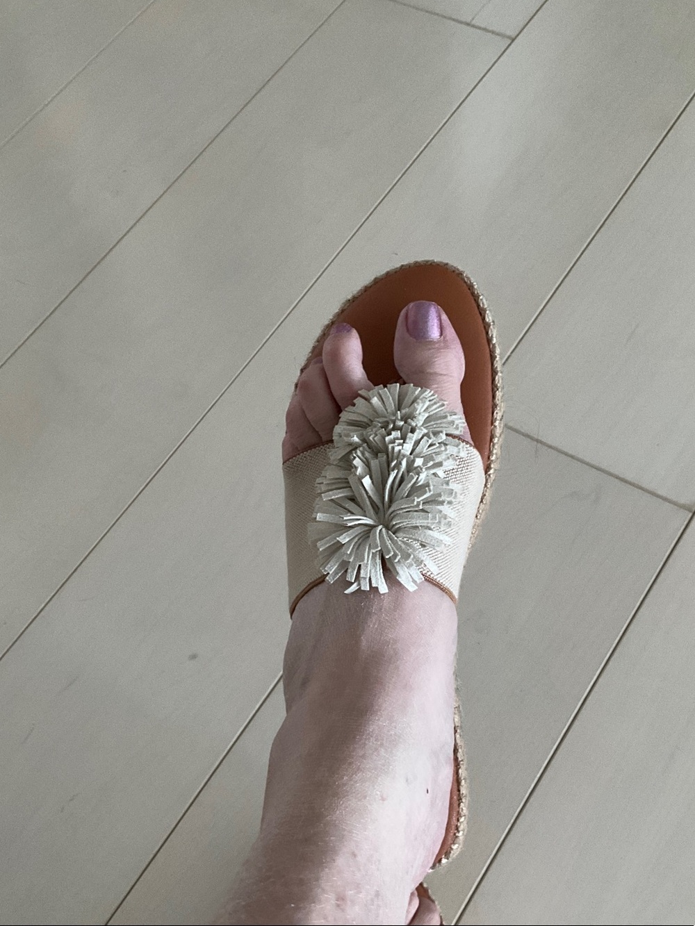 Tommy Bahama Neutral Pom-Pom Slide Sandals in Beige and Tan - Picture 6 of 7